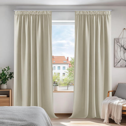 Verdunkelungsvorhang Creme 2er Set – Thermovorhang Schallschutz