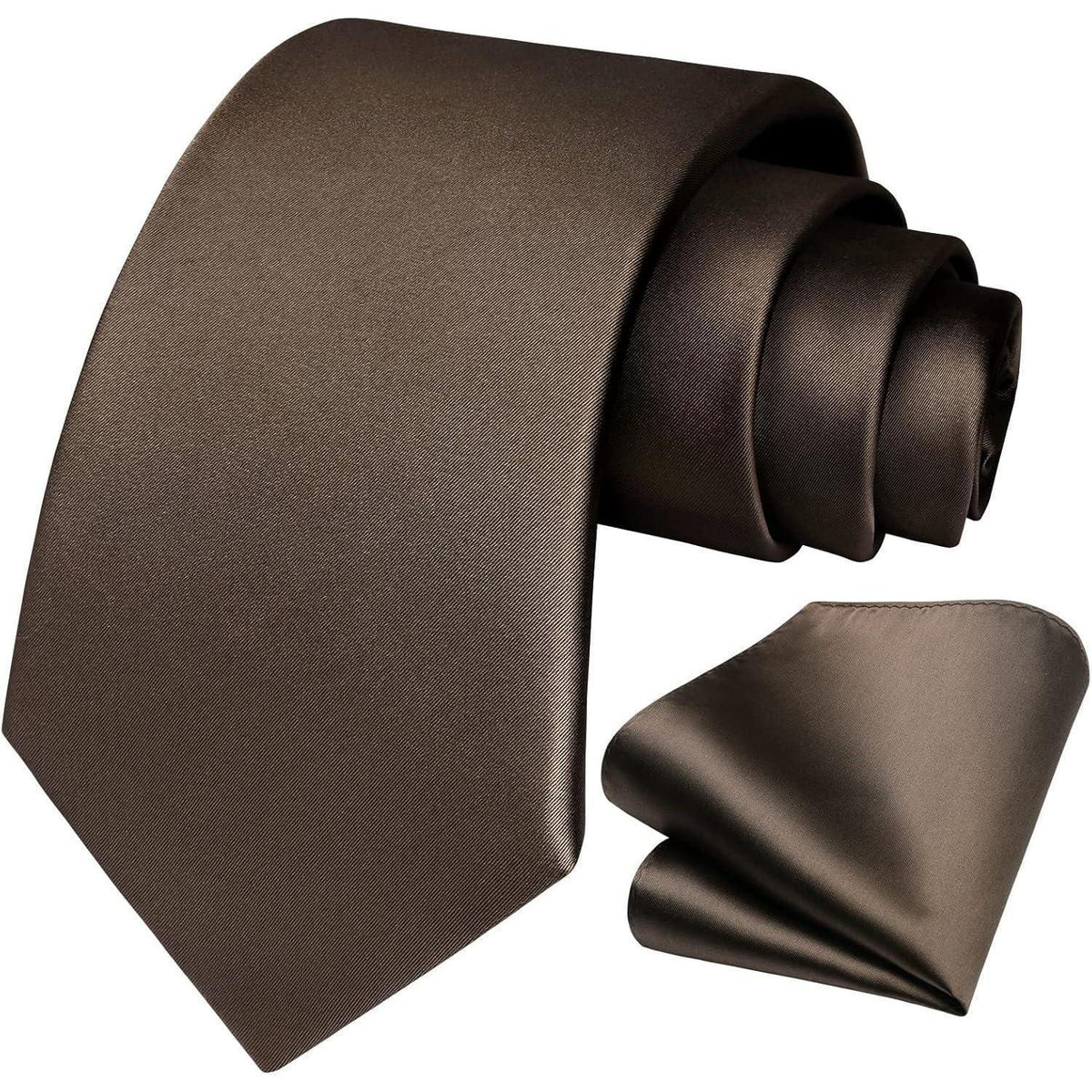 Herren Krawatten-Set mit Einstecktuch, Braun
