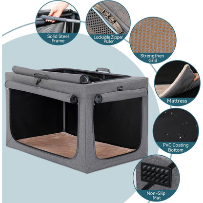 Faltbare Hundebox Grau L – Komfortabler Schlafplatz & Transport