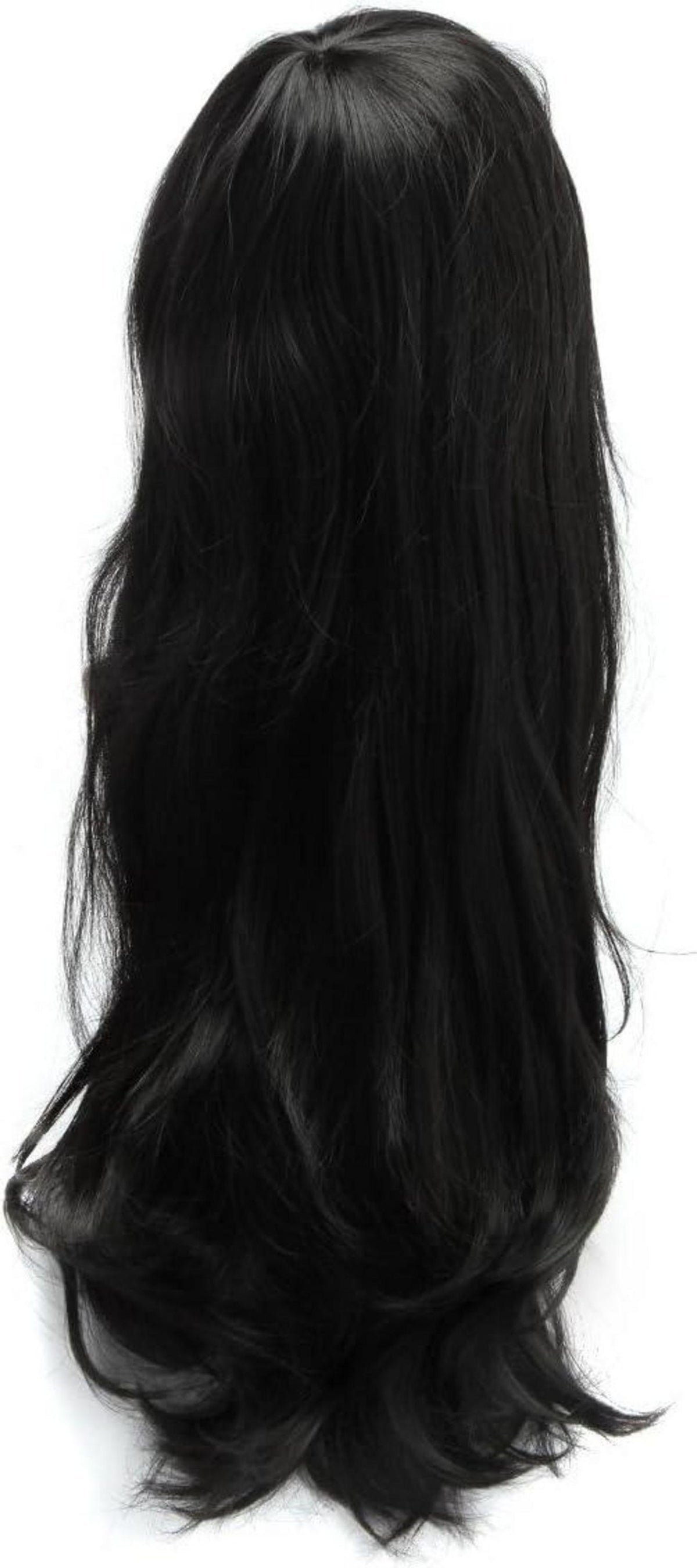 Schwarze Lockige Langhaarperücke für Karneval und Cosplay - 70cm