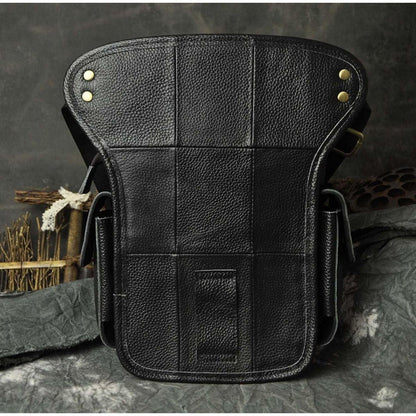Herren Leder Hüfttasche Gürteltasche Schwarz