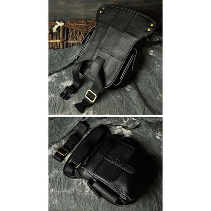 Herren Leder Hüfttasche Gürteltasche Schwarz