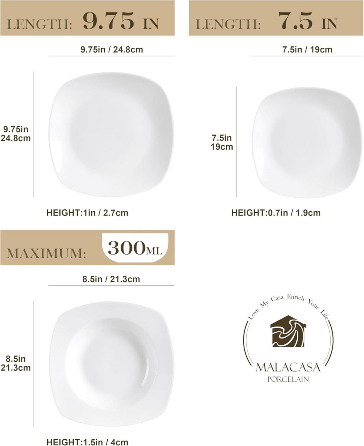 MALACASA Elisa 18 TLG. Porzellan Tafelservice Set