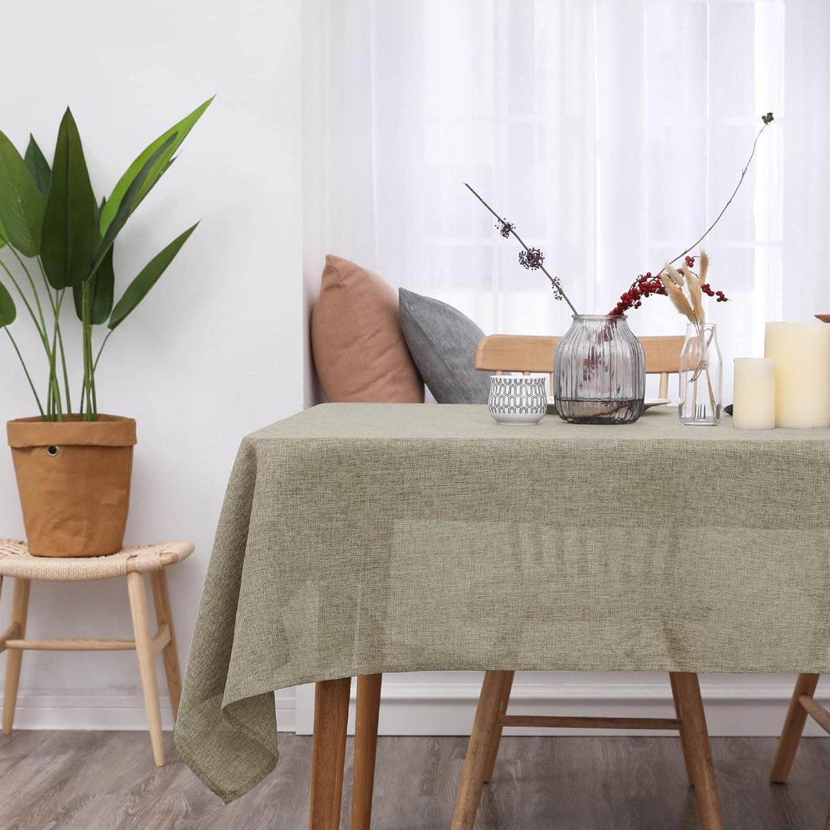 Leinenoptik Tischdecke Outdoor 300x150 cm – Wasserabweisend & Abwaschbar