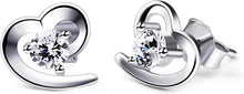 925 Sterling Silber Herz Ohrringe mit Zirkonia Steinen