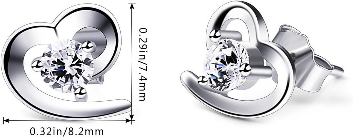 B.Catcher Herz Ohrringe Damen 925 Silber Ohrstecker Zirkonia Box