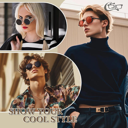 CGID Retro Runde Sonnenbrille Polarisiert Vintage Steampunk
