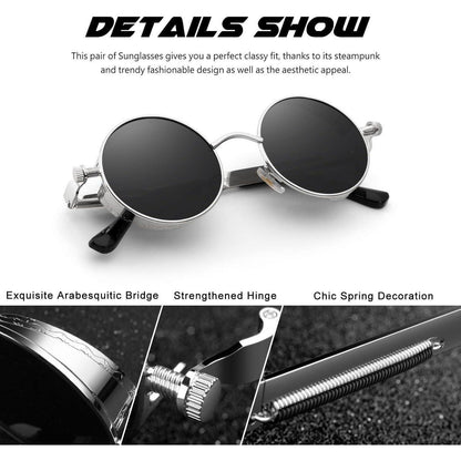 CGID Retro Runde Sonnenbrille Polarisiert Vintage Steampunk