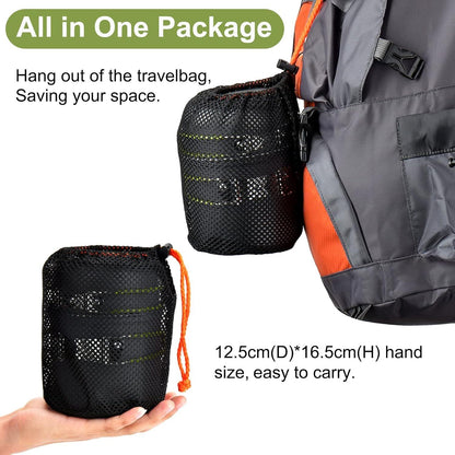 9-teiliges Camping Geschirr Set Aluminium Outdoor Kochgeschirr Töpfe Becher Besteck Mini Campingkocher
