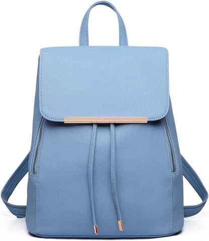 Damen Kunstleder Rolltop Rucksack Tunnelzug Cityrucksack