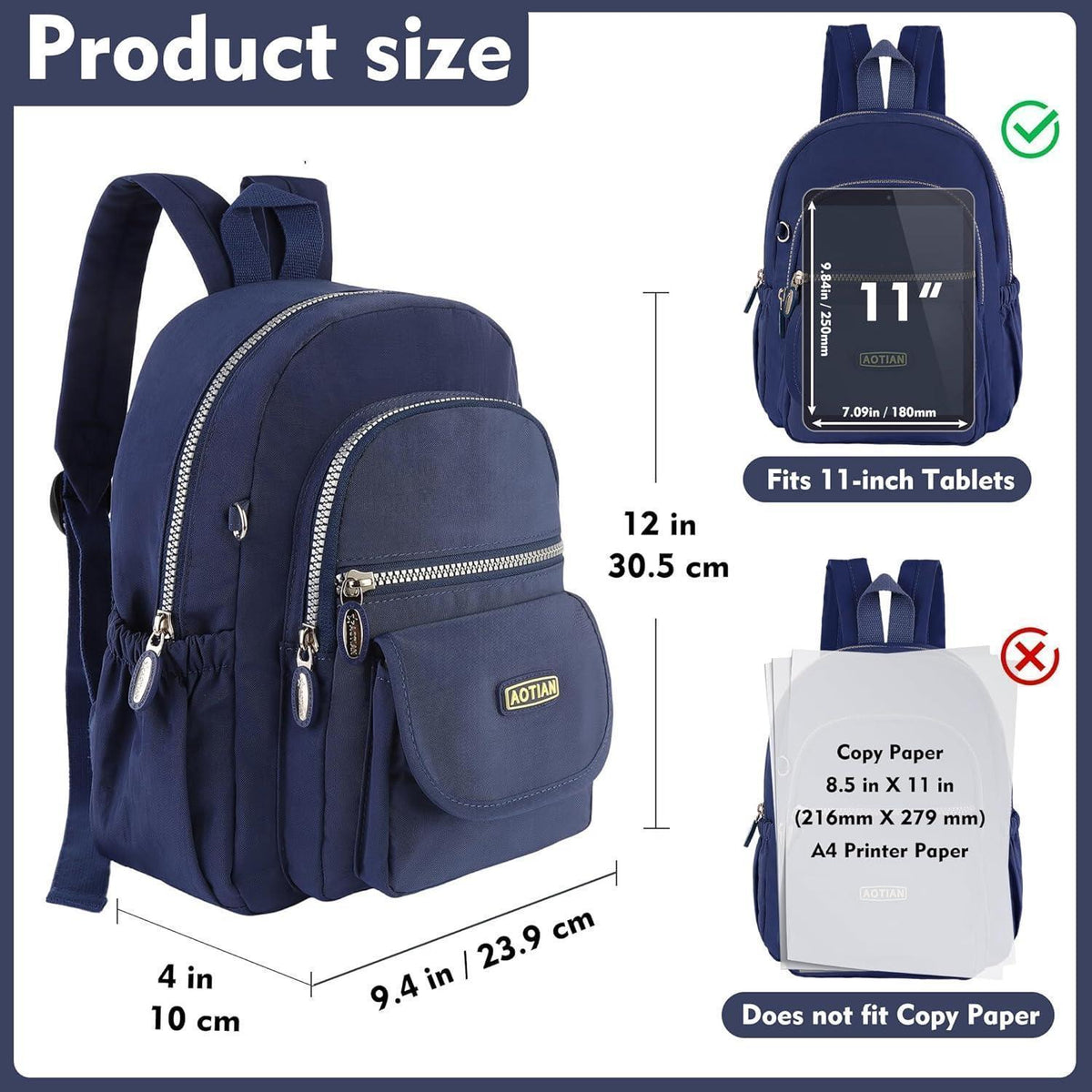 Mini Rucksack Damen & Mädchen, 7L, Blau, Leicht & Geräumig