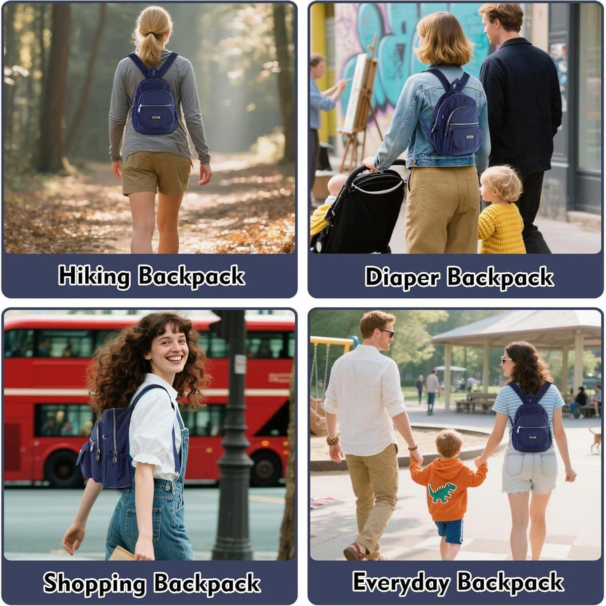 Mini Rucksack Damen & Mädchen, 7L, Blau, Leicht & Geräumig