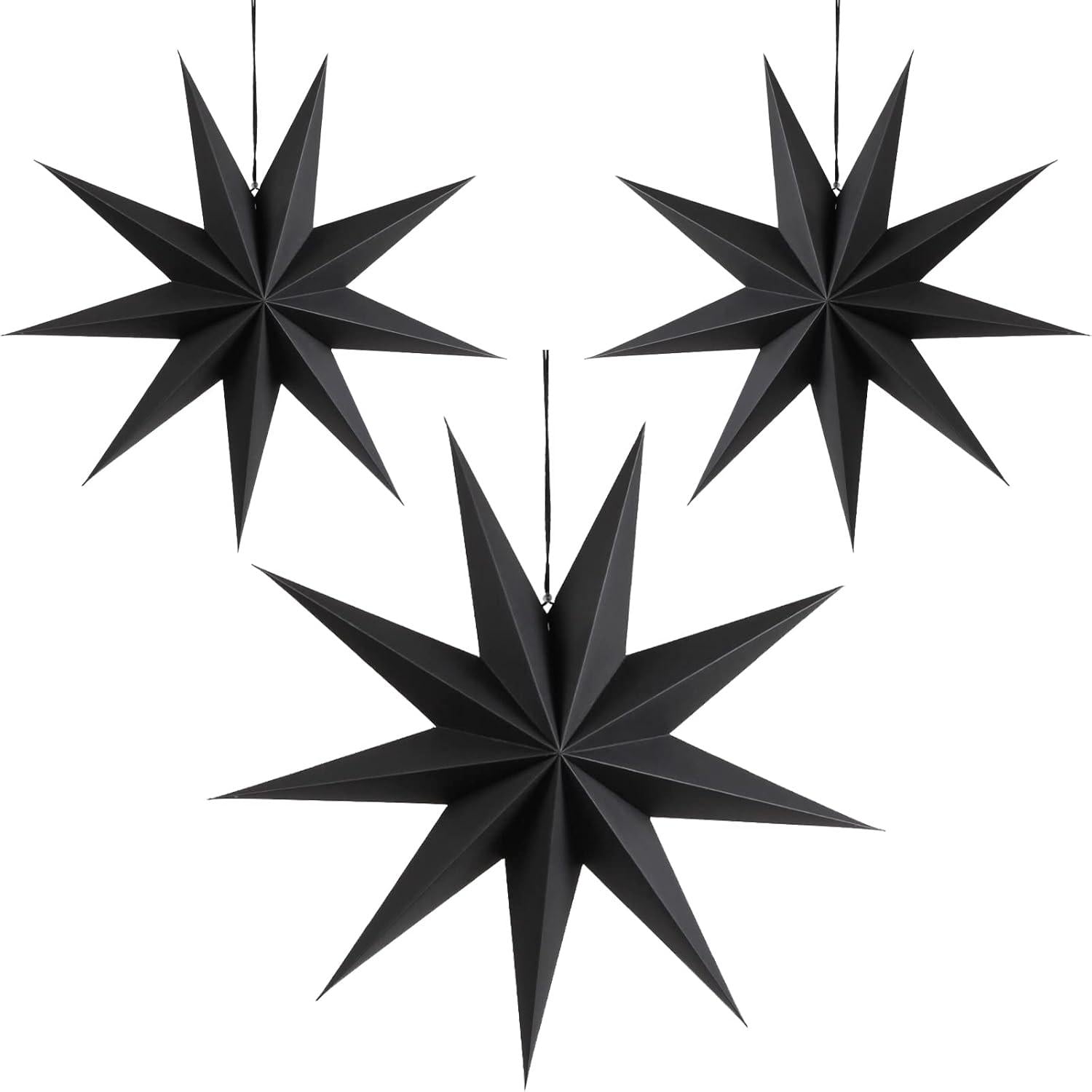 Papier Stern Schwarz 3er Set 30cm Faltsterne Weihnachtsstern