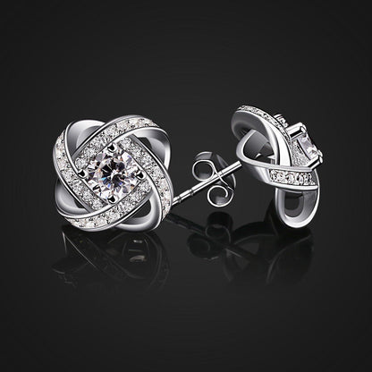 B.Catcher Ohrringe Damen 925 Silber Zirkonia Twist-Würfel
