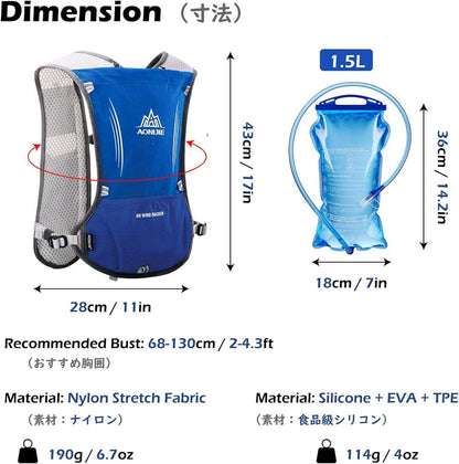 Ultraleichter Trinkrucksack 5L für Laufen, Trail