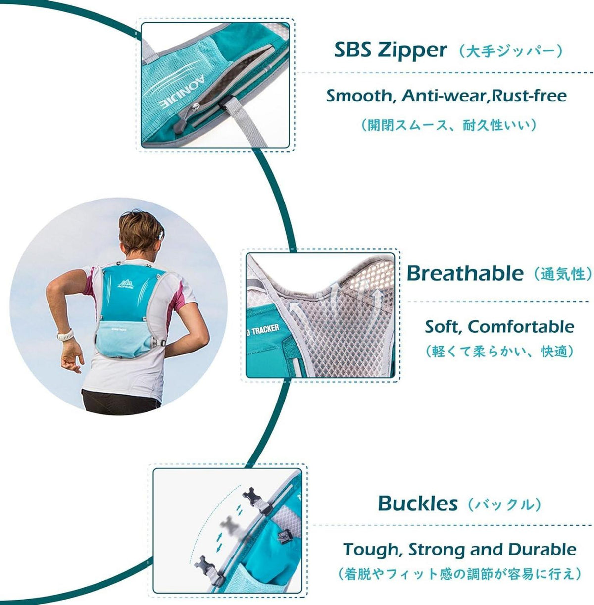 Ultraleichter Trinkrucksack 5L Trail Run Rucksack Hydration Pack Blau