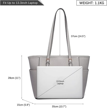 Groß Damen Handtasche Schultertasche PU-Leder Shopper Schwarz