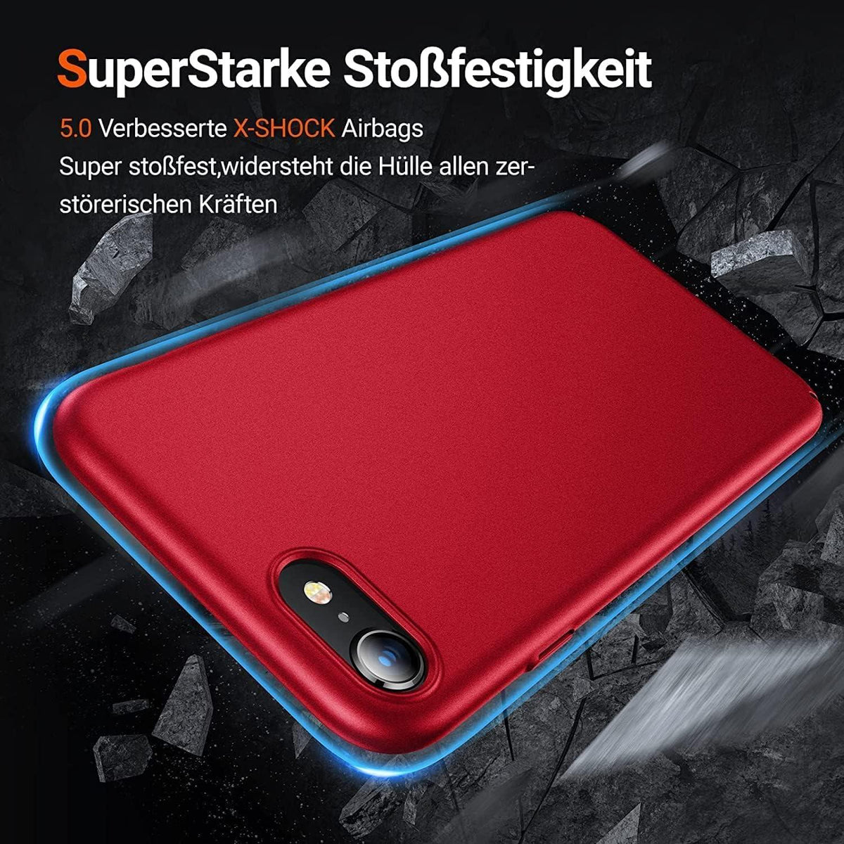 TORRAS iPhone SE 2020 Hülle + Schutzglas Dünn Stoßfest Leicht - Rot