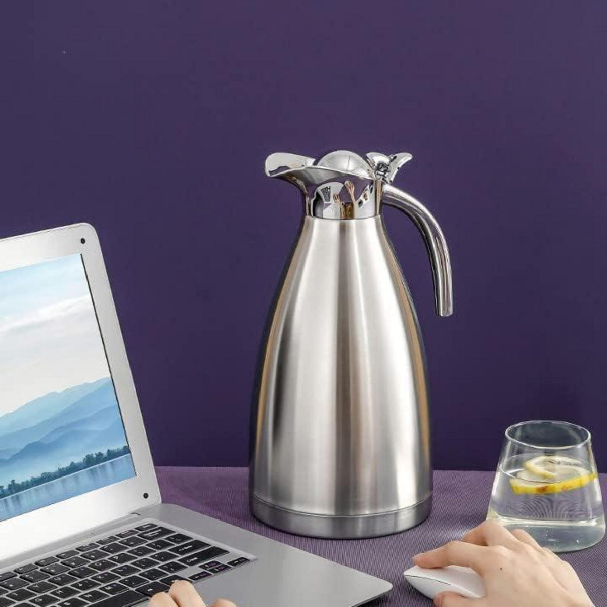 Edelstahl Kaffeekanne 2.0 L Doppelwand Vakuum Isoliert Thermokaraffe