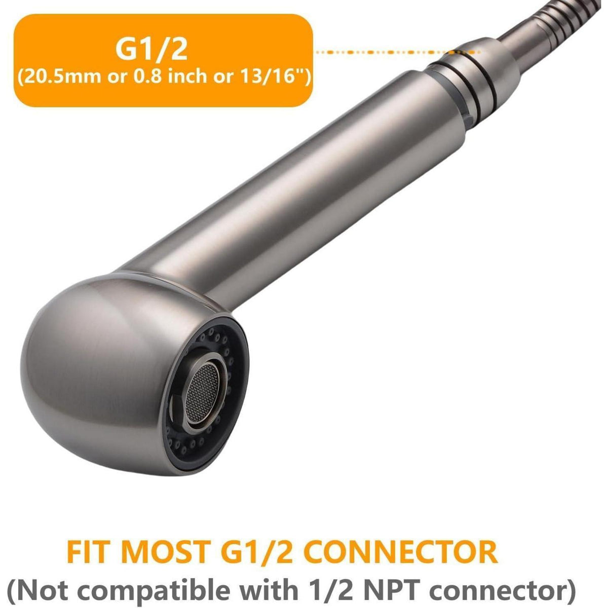Brausekopf G1/2 für Küchenspüle – 2 Strahlarten, Gebürstetes Nickel