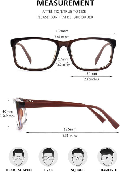 UV400 Schutz Nerdbrille ohne Stärke Damen Herren inkl. Tasche & Tuch