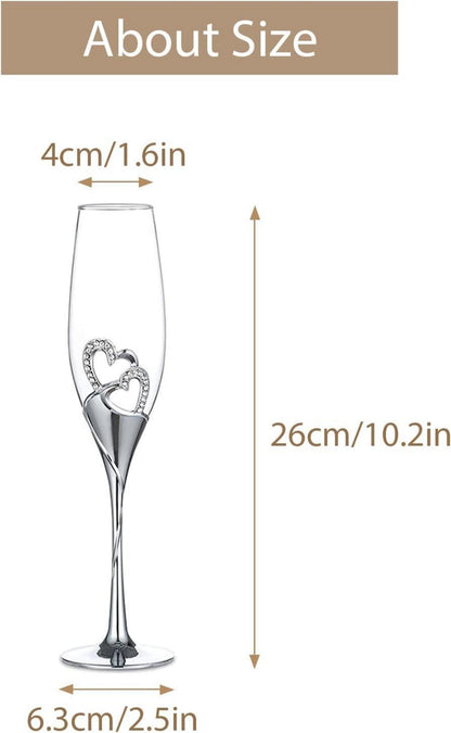 Kristiall Diamant-besetzte Herz Motiv Weingläser Set - Hochwertige