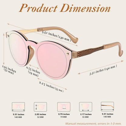 Sonnenbrille Verspiegelt Groß Rund UV400 Damen Herren Schutzgläser