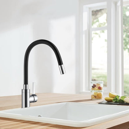 Wasserhahn Küche Schwarz Flexibler Auslauf Hochdruck 360° Drehbar