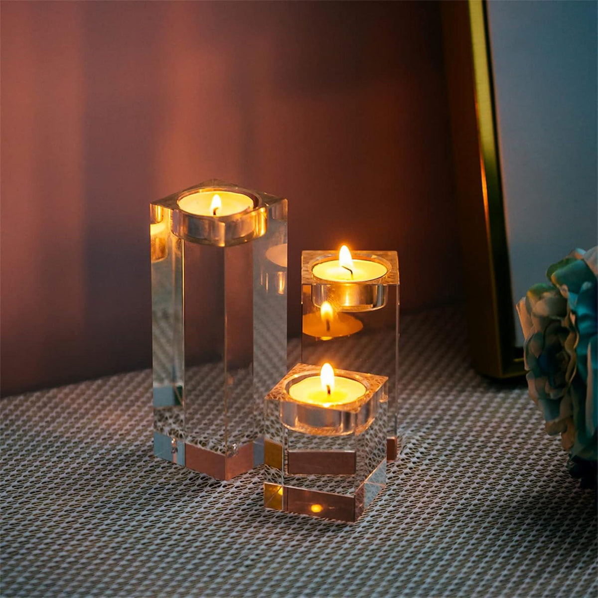 Hochwertige Kristall Glas Kerzenständer Set für Romantisches