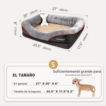 Orthopädisches Hundebett Memory-Schaum mit Nackenrolle & Geschenk