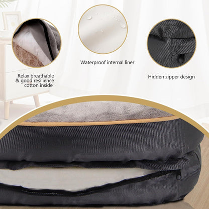 Orthopädisches Hundebett Memory-Schaum mit Nackenrolle & Geschenk