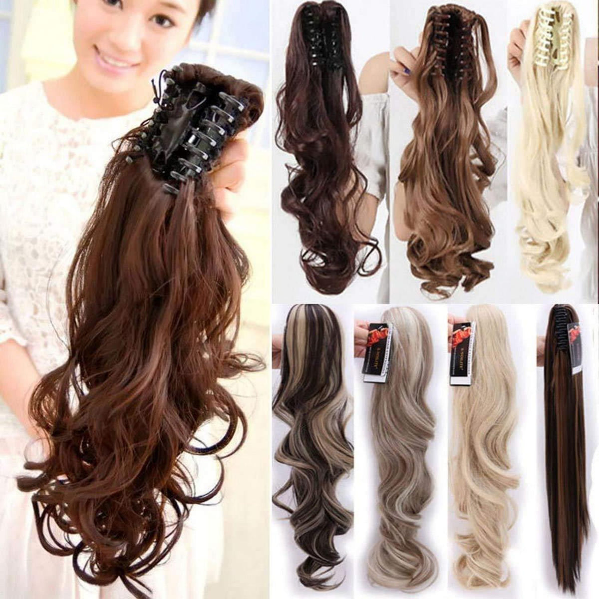 Voluminöser Pferdeschwanz Zopf Haarverlängerung Dunkelbraun 45cm
