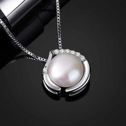 Perle Halskette Damen 925 Silber Anhänger Süßwasserperlen