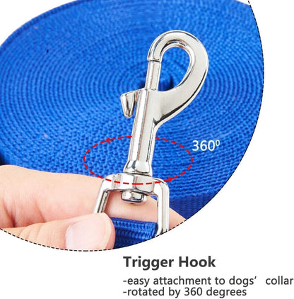 Happy Hachi Schleppleine für Hunde 10m Blaue Nylon Trainingsleine D-Karabiner & Griffpolster