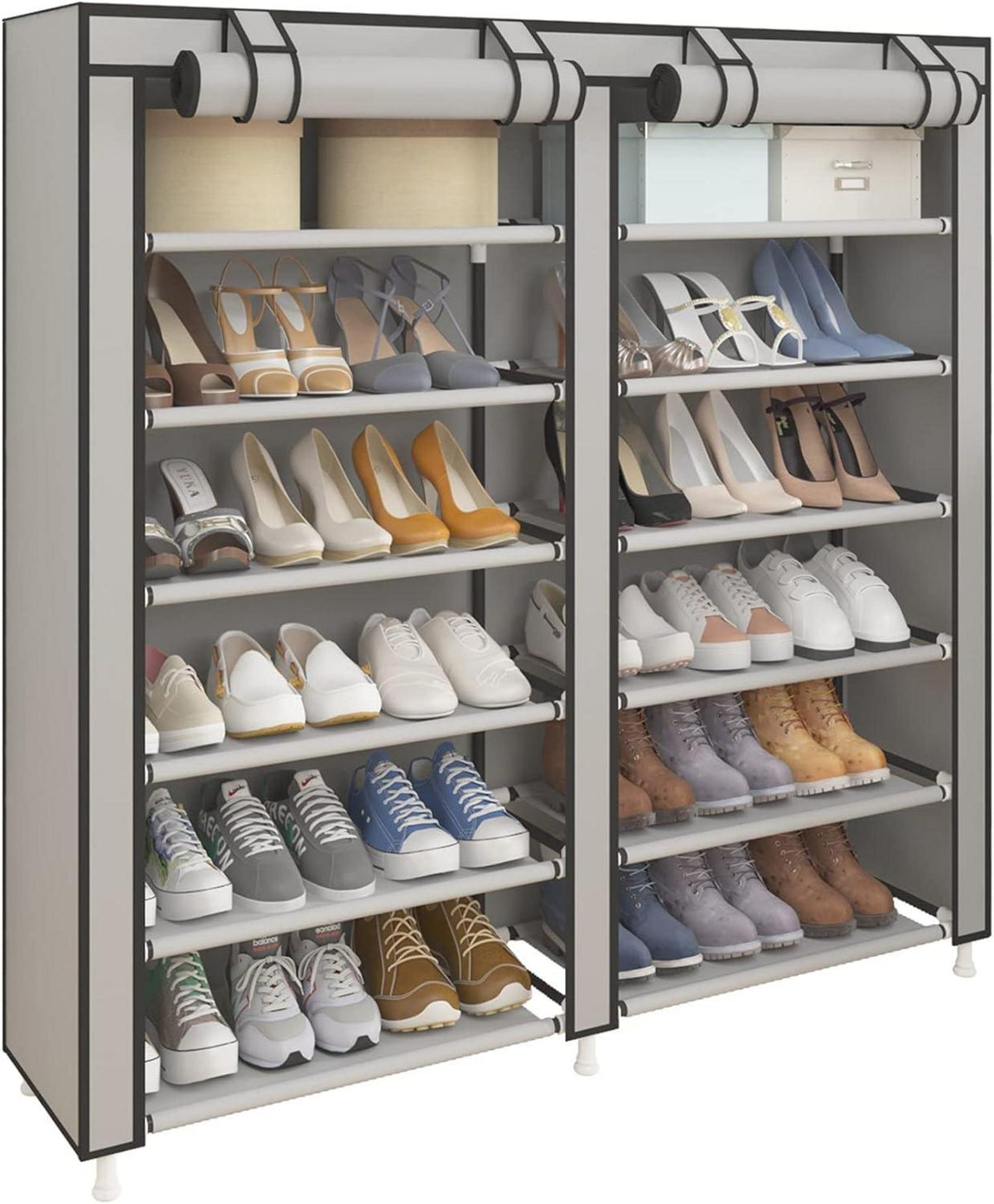 Schuhablage Schuhregal Staubdicht für 36 Paar Schuhe Grau 7 Schicht