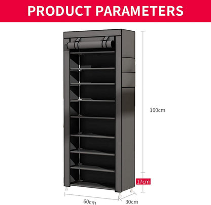 UDEAR 10-Schicht Schuhschrank für 27 Paar Schuhe Grau