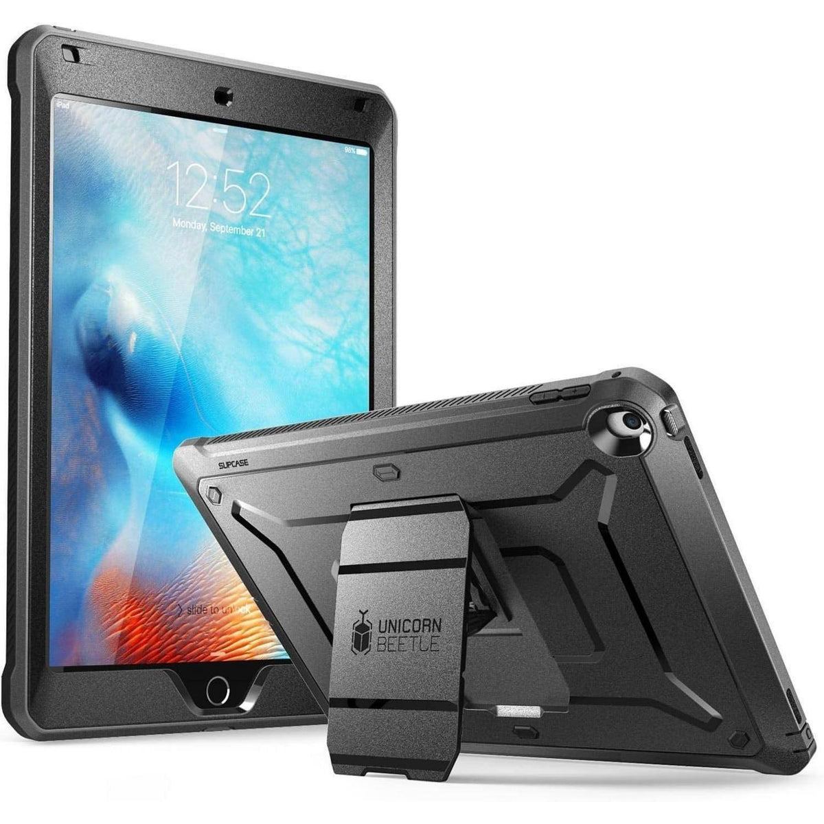 iPad 9.7 Hülle mit Displayschutz, robust, schwarz