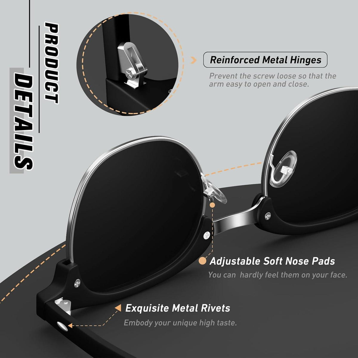 CGID Sonnenbrille Retro Vintage Halbrahmen Polarisiert UV400 Schutz