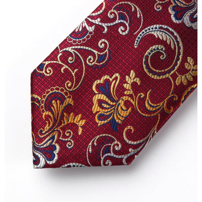 Krawatten-Set Seide Paisley Blumen Burgund
