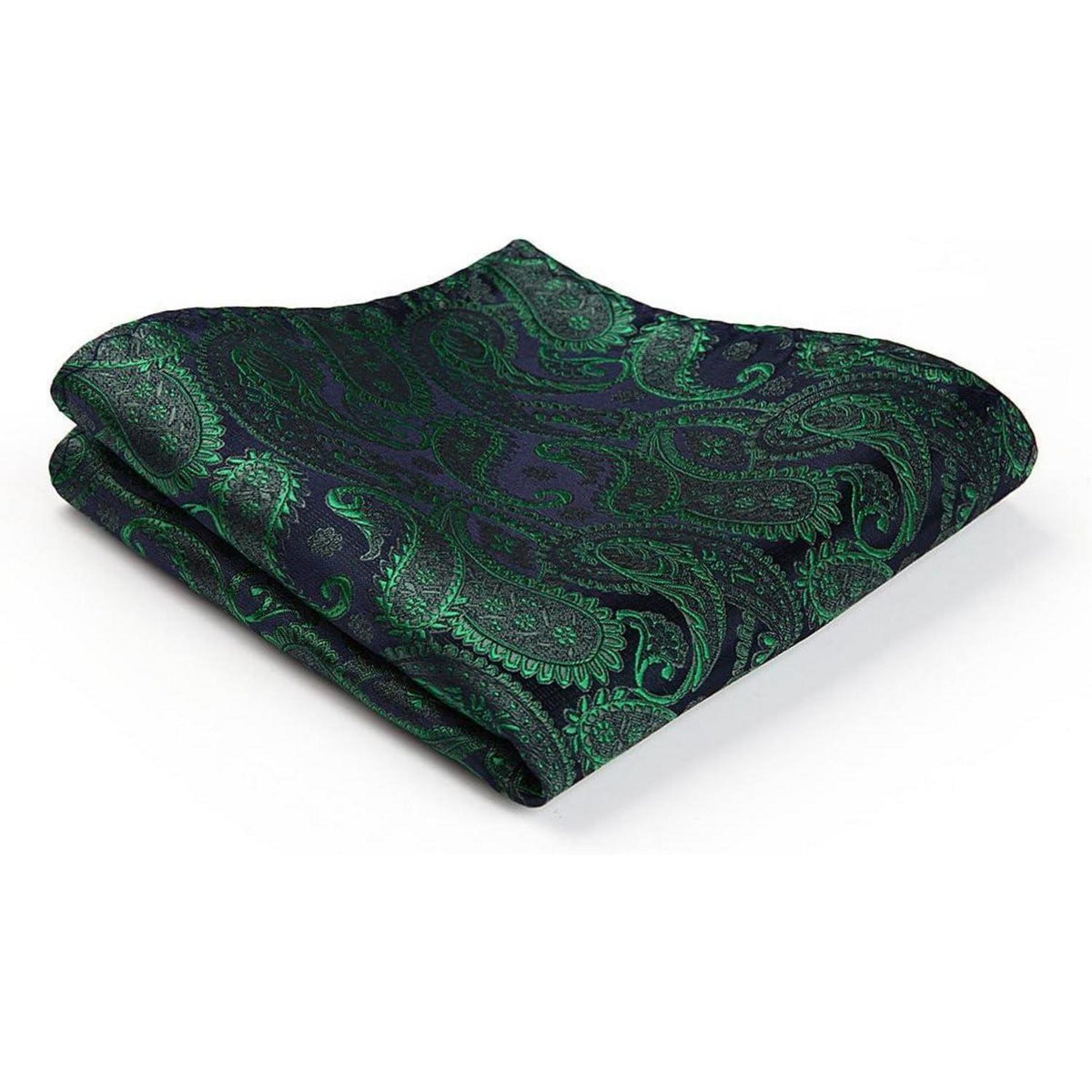 Krawatten-Set mit Einstecktuch, Paisley-Blumenmuster, Grün
