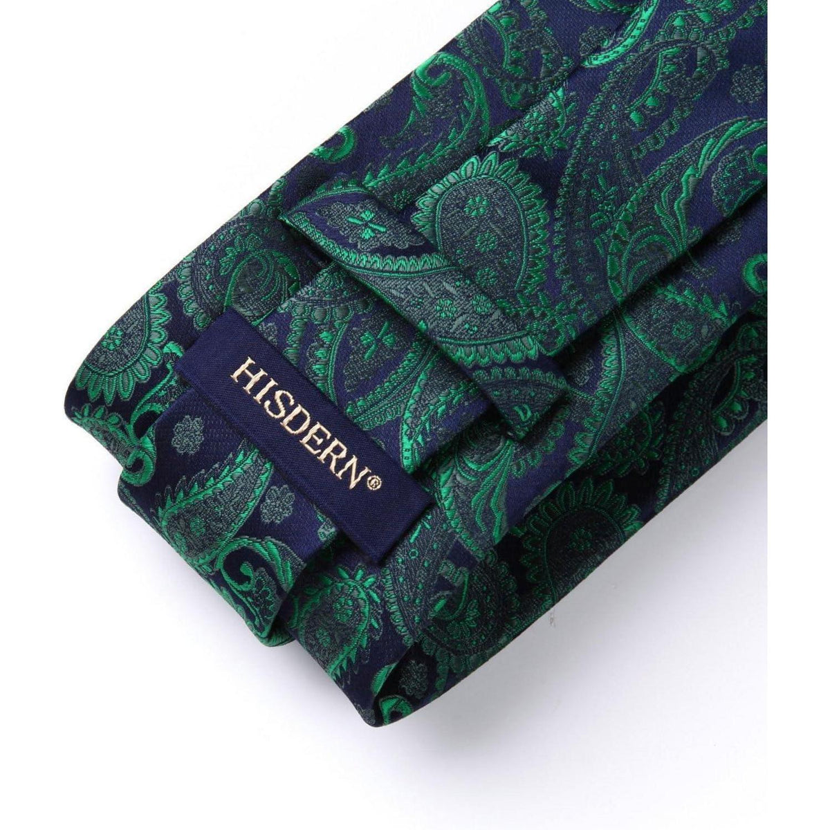 Krawatten-Set mit Einstecktuch, Paisley-Blumenmuster, Grün