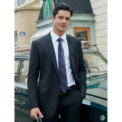 Krawatten-Set Herren Paisley Blau & Braun mit Einstecktuch