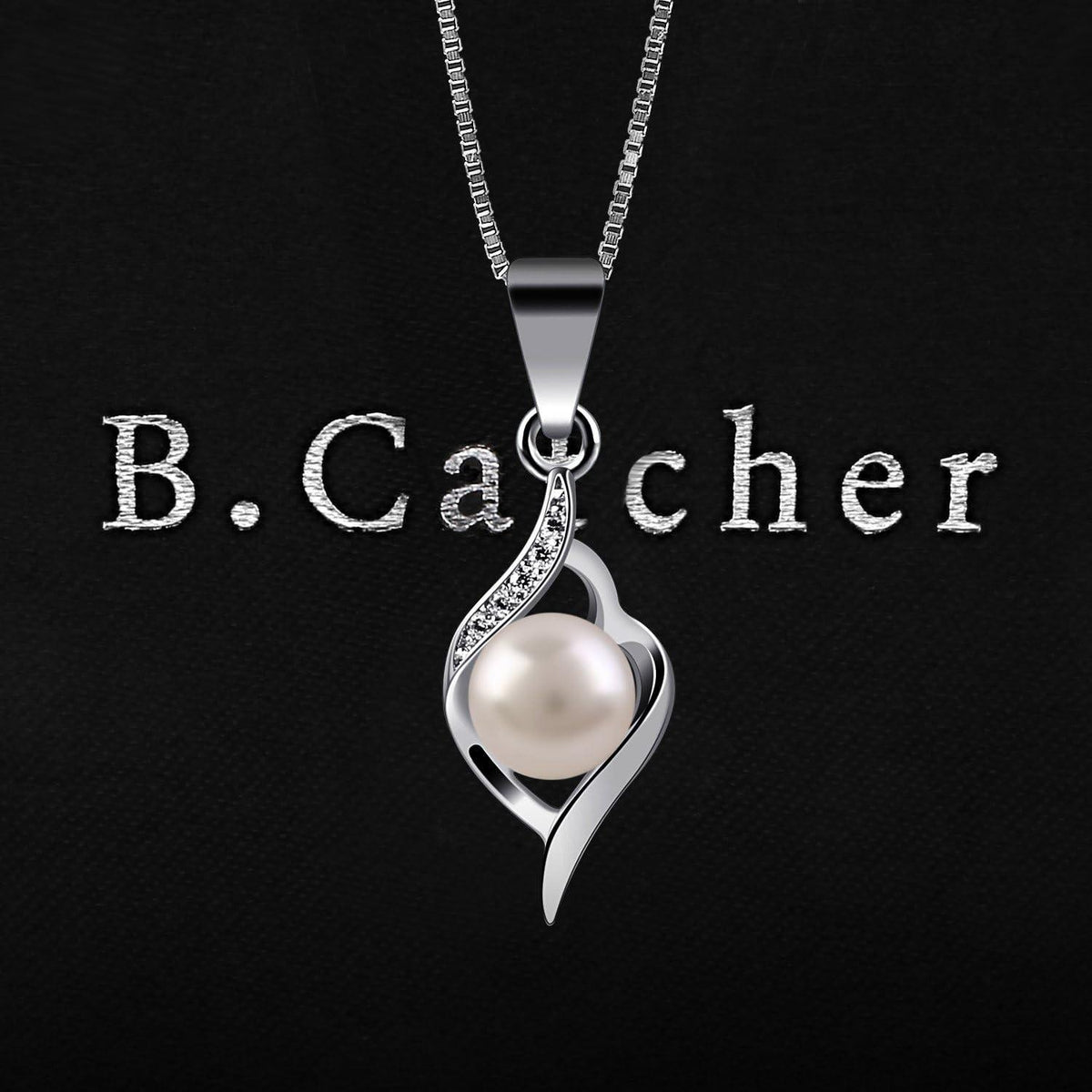 B.Catcher Perlenkette 925 Silber Damen Halskette Zuchtperlen 45CM