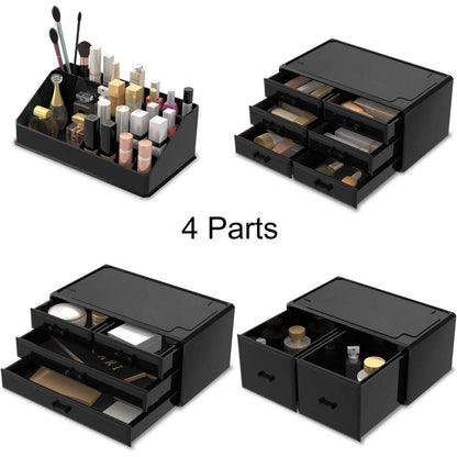 XXL Makeup Organizer Schwarz 4 Lagen Große Kapazität