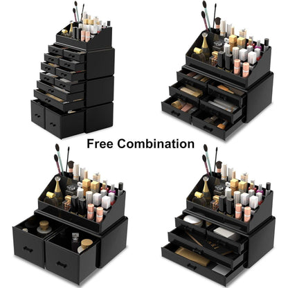 XXL Makeup Organizer Schwarz 4 Lagen Große Kapazität