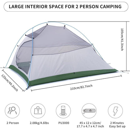Ultraleichtes Campingzelt für 2 Personen, 4 Saison