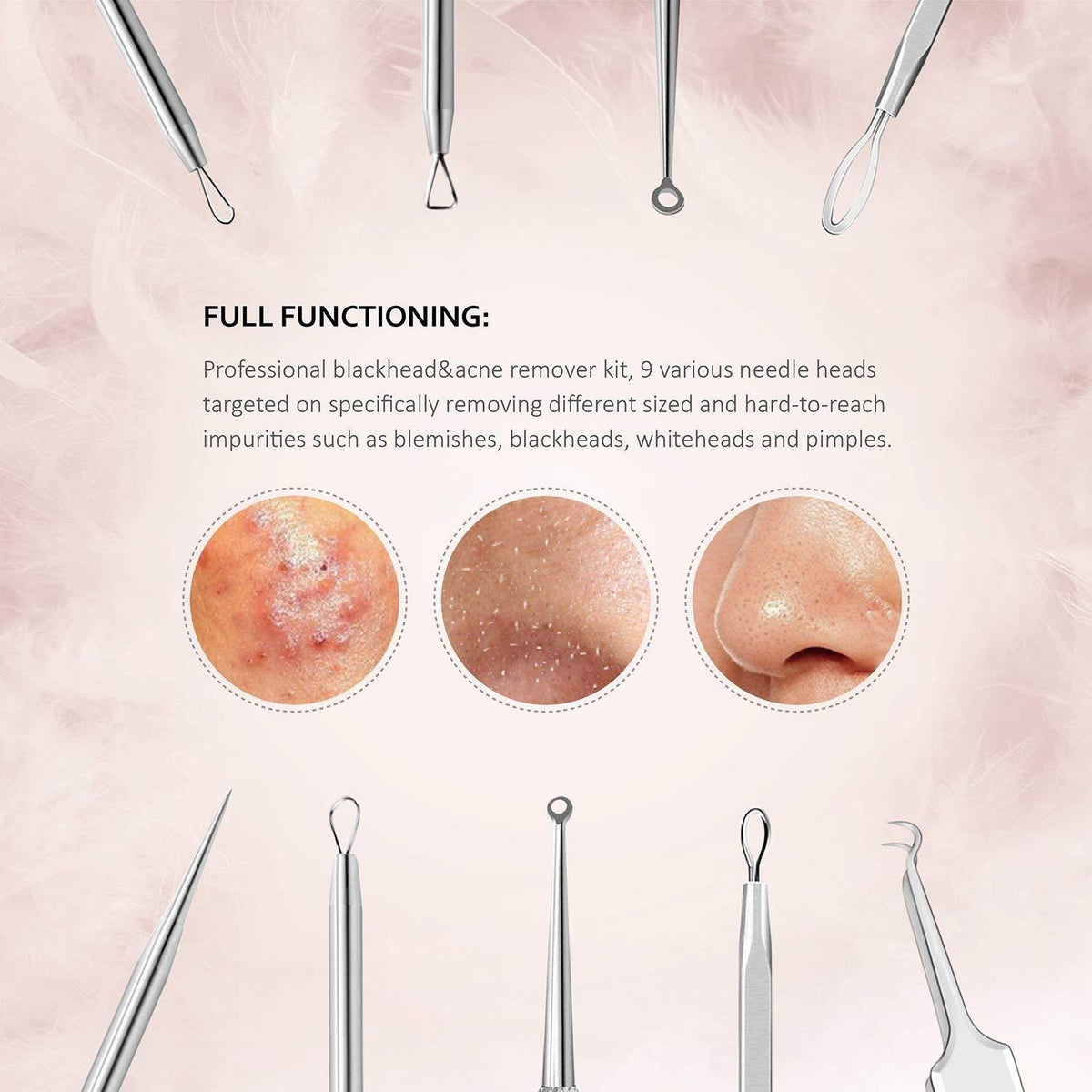 Mitesserentferner Werkzeug Set Edelstahl Blackhead Remover 6