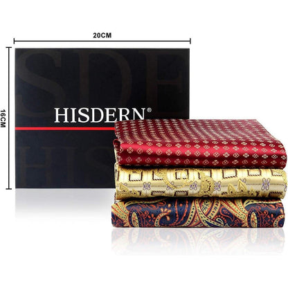 Herren Krawattenschal Paisley mit Einstecktuch Set Marineblau Rot