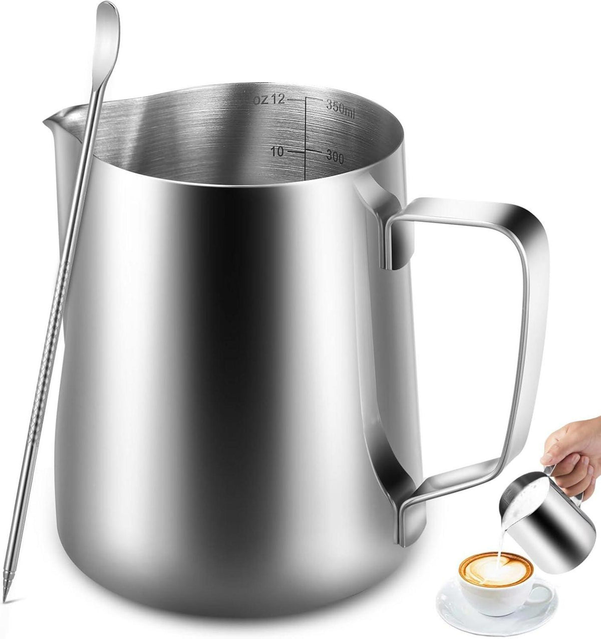 Milchkännchen Edelstahl 350ml Milchkanne Aufschäumen Cappuccino