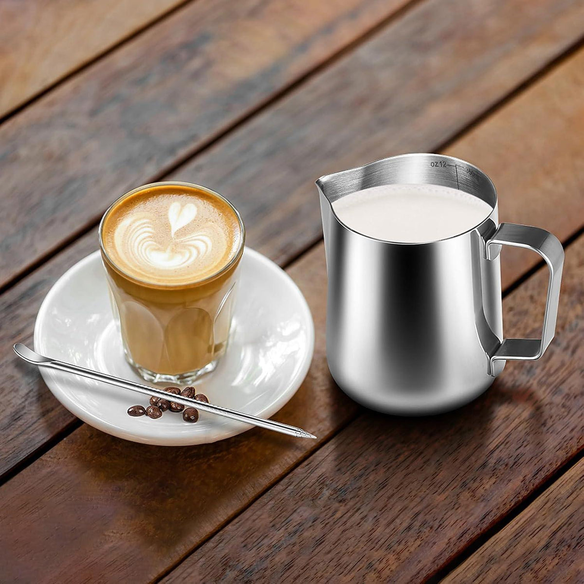 Milchkännchen 350ml Edelstahl Milch Aufschäumen für Cappuccino und